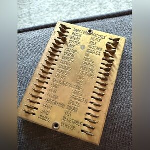 ISO Vintage Brass Grocery Shopping List